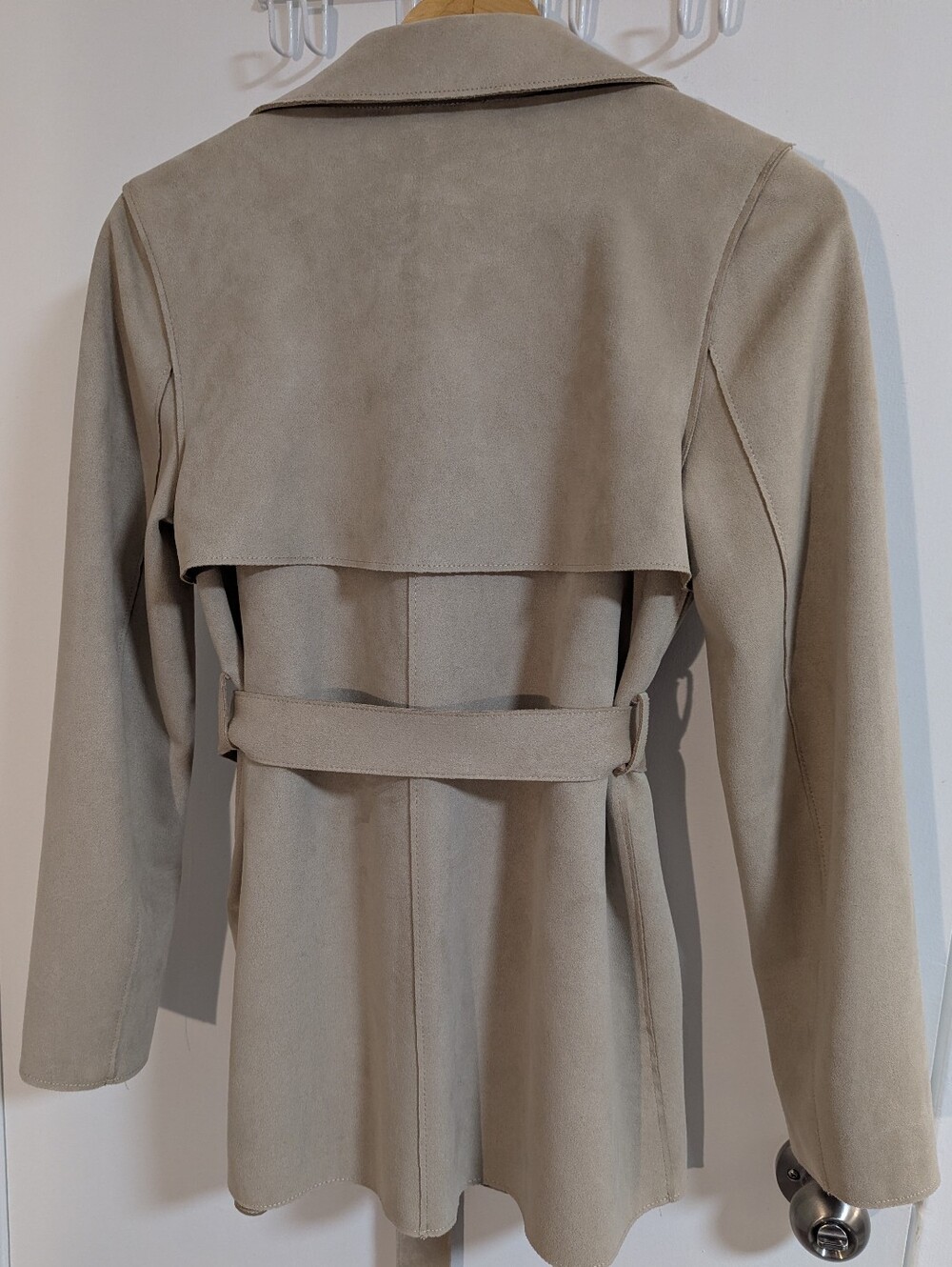 H&M Taupe Suede-Look Belted Trench Coat - Picture 3 of 7